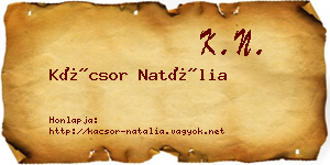 Kácsor Natália névjegykártya